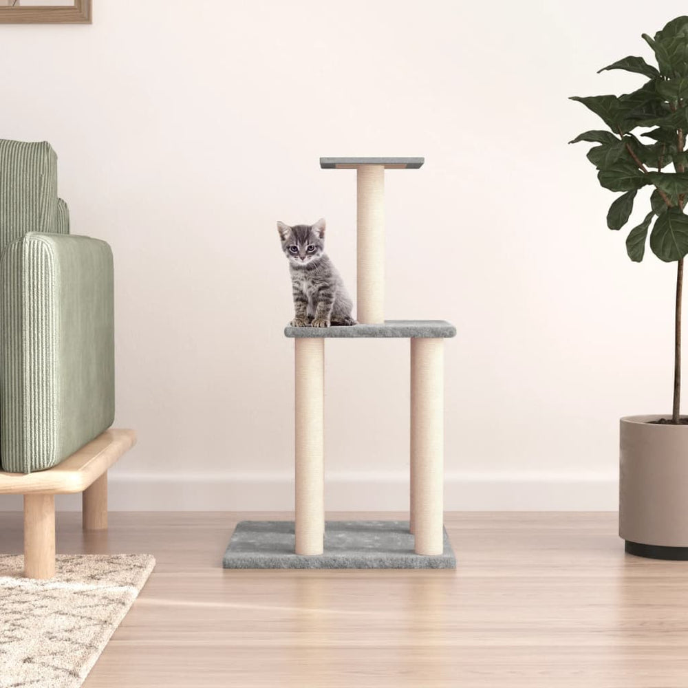 vidaXL Cat Scratching Post with Sisal Scratching Columns Light Gray 85.5 cm