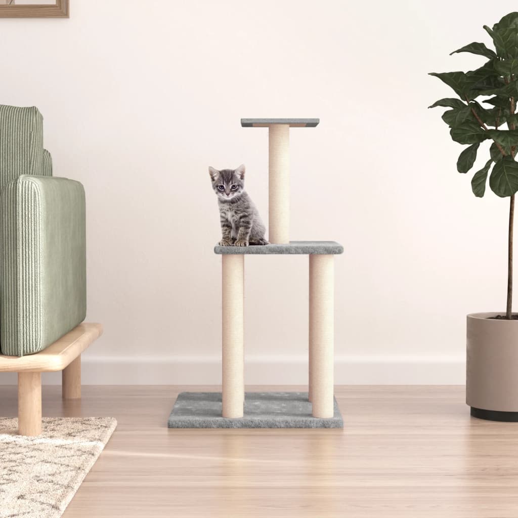 vidaXL Cat Scratching Post with Sisal Scratching Columns Light Gray 85.5 cm