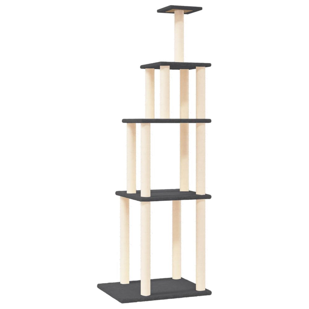 vidaXL Cat Tree with Sisal Scratching Posts Dark Grey 183 cm
