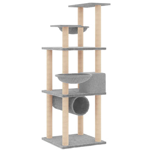 vidaXL Cat Scratching Tree with Sisal Scratching Posts Light Gray 141 cm