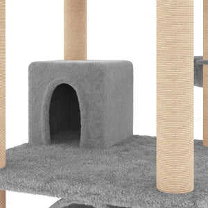 vidaXL Cat Scratching Tree with Sisal Scratching Posts Light Gray 141 cm