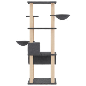 vidaXL Cat Tree with Sisal Scratching Posts Dark Grey 141 cm