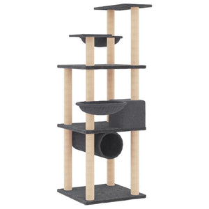 vidaXL Cat Tree with Sisal Scratching Posts Dark Grey 141 cm