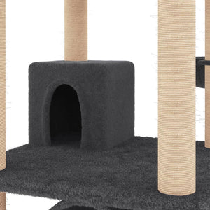 vidaXL Cat Tree with Sisal Scratching Posts Dark Grey 141 cm
