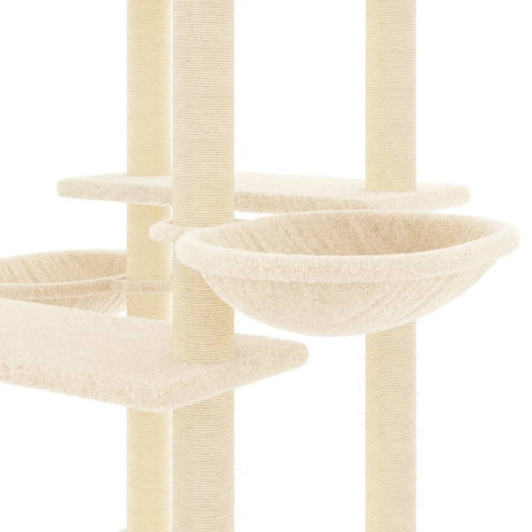vidaXL Cat Tree with Sisal Scratching Posts Cream 133 cm