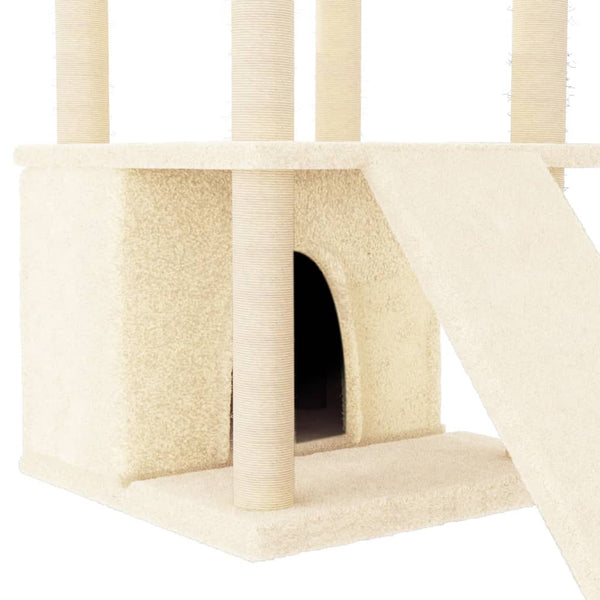 vidaXL Cat Tree with Sisal Scratching Posts Cream 133 cm