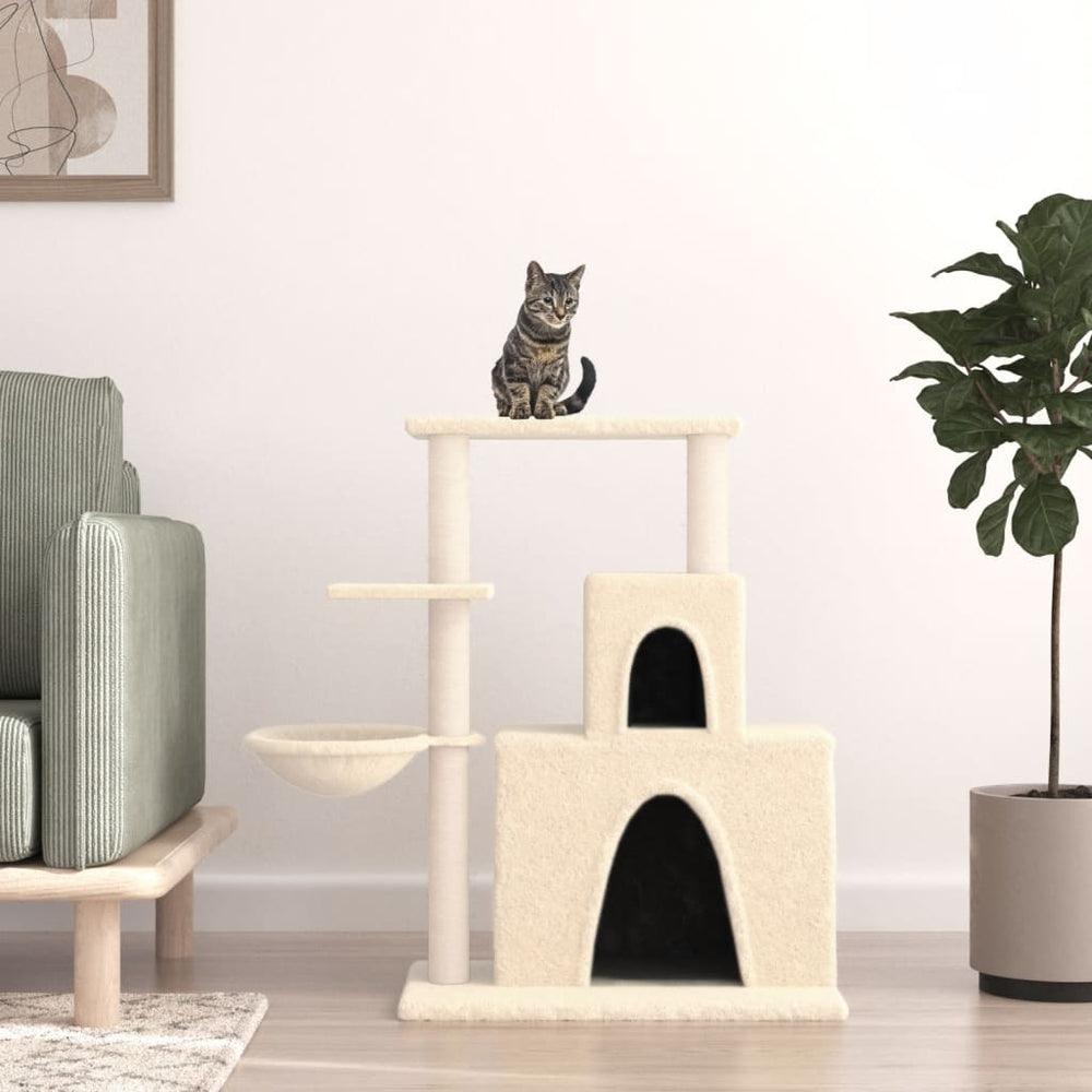 vidaXL Cat Scratching Tree with Sisal Scratching Posts Cream 83 cm
