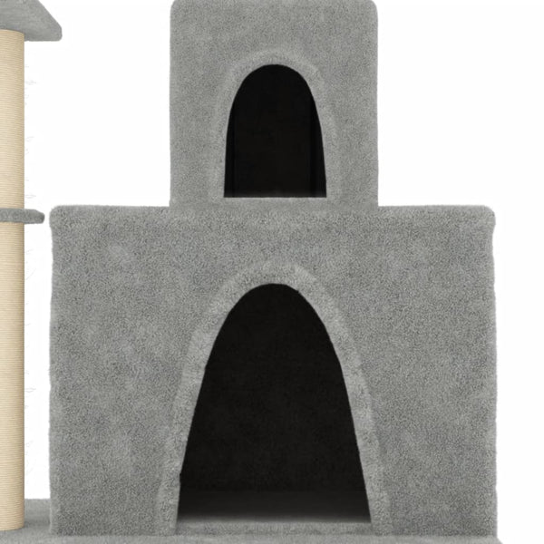 vidaXL Cat Tree with Sisal Scratching Posts Light Grey 83 cm