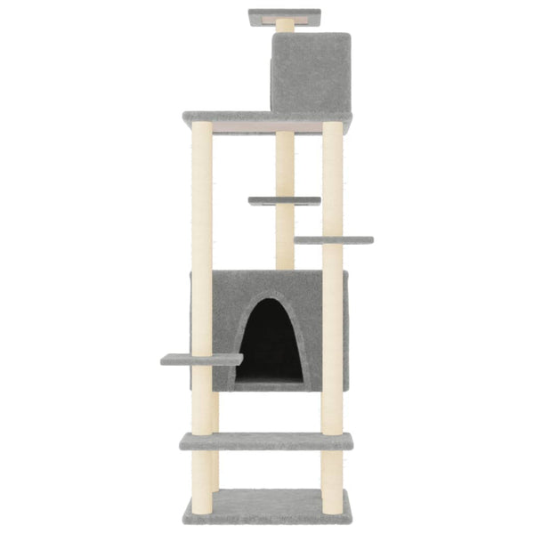 vidaXL Cat Tree with Sisal Scratching Posts Light Grey 154 cm
