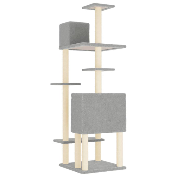 vidaXL Cat Tree with Sisal Scratching Posts Light Grey 154 cm