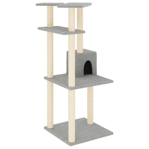 vidaXL Cat Tree with Sisal Scratching Posts Light Grey 123 cm