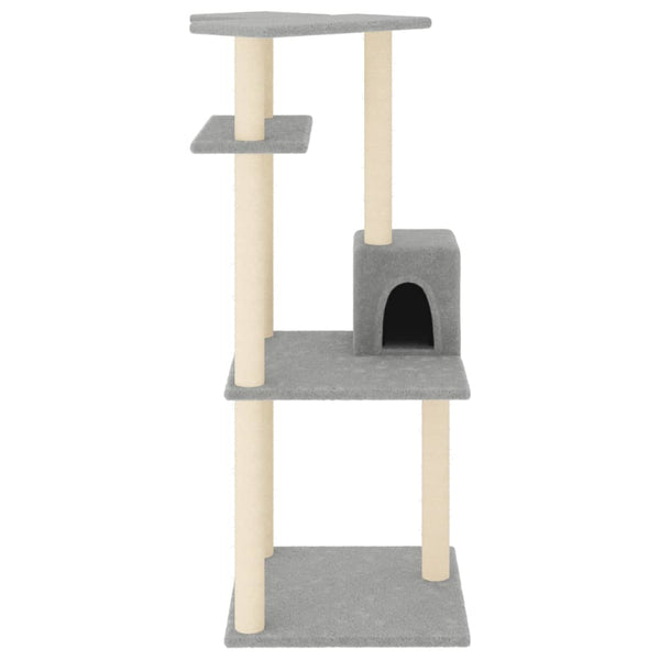 vidaXL Cat Tree with Sisal Scratching Posts Light Grey 123 cm