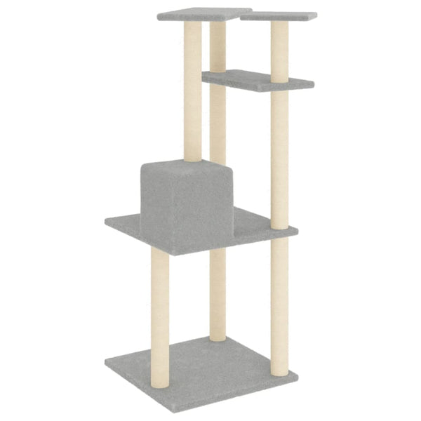 vidaXL Cat Tree with Sisal Scratching Posts Light Grey 123 cm
