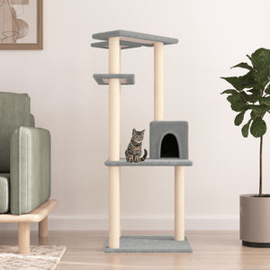vidaXL Cat Tree with Sisal Scratching Posts Light Grey 123 cm