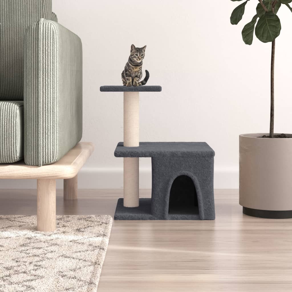 vidaXL Cat Tree with Sisal Scratching Posts Dark Gray 48 cm