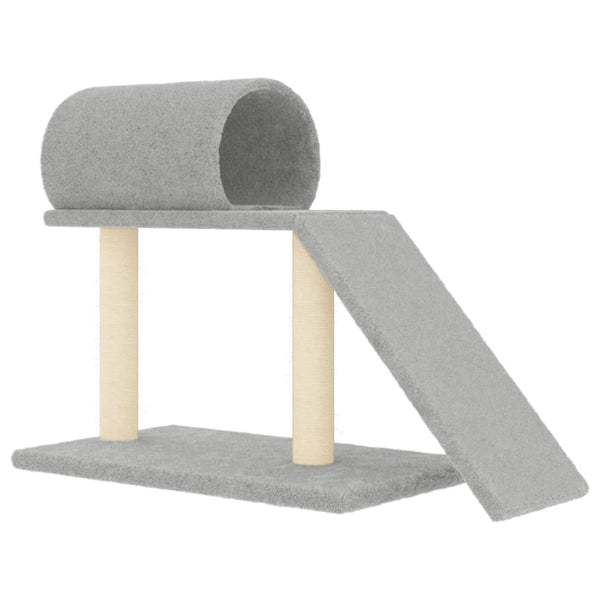 vidaXL Cat Tree with Tunnel and Ramp Light Grey 55.5 cm