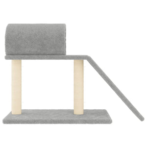 vidaXL Cat Tree with Tunnel and Ramp Light Grey 55.5 cm