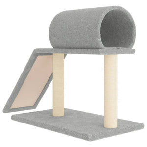 vidaXL Cat Tree with Tunnel and Ramp Light Grey 55.5 cm
