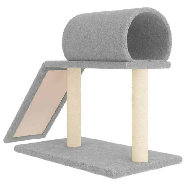 vidaXL Cat Tree with Tunnel and Ramp Light Grey 55.5 cm