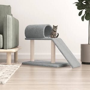 vidaXL Cat Tree with Tunnel and Ramp Light Grey 55.5 cm