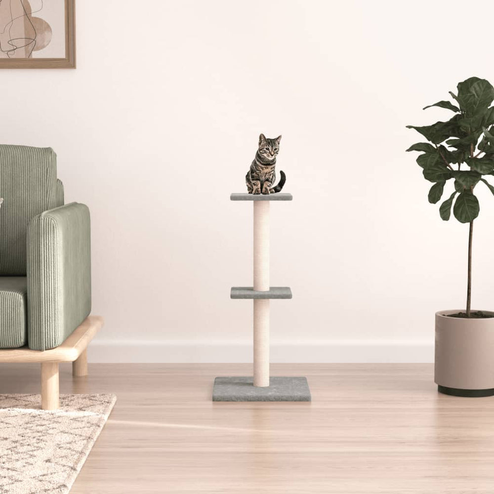 vidaXL Cat Scratching Tree with Sisal Scratching Posts Light Gray 73 cm