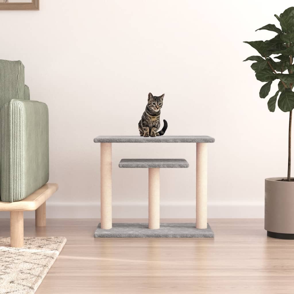 vidaXL Cat Tree with Platforms Light Grey 62.5 cm