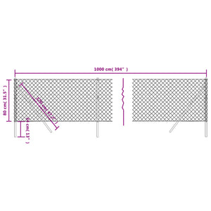 vidaXL Chicken Wire Fence Green 0.8x10 m