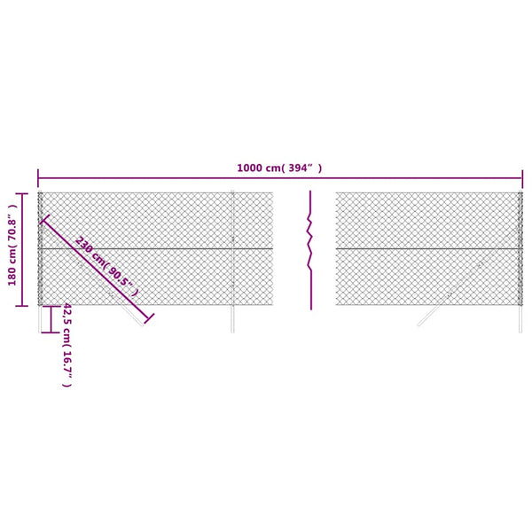 vidaXL Chain Link Fence Green 1.8x10 m