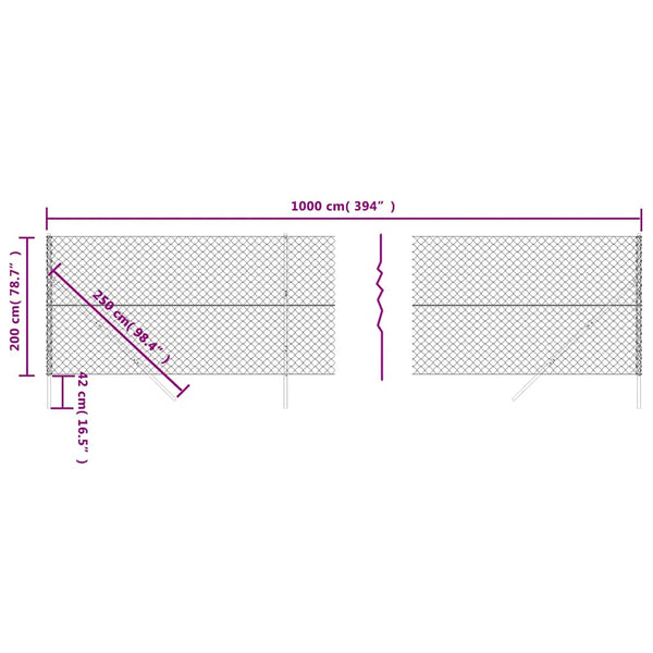 vidaXL Chain Link Fence Green 2x10 m