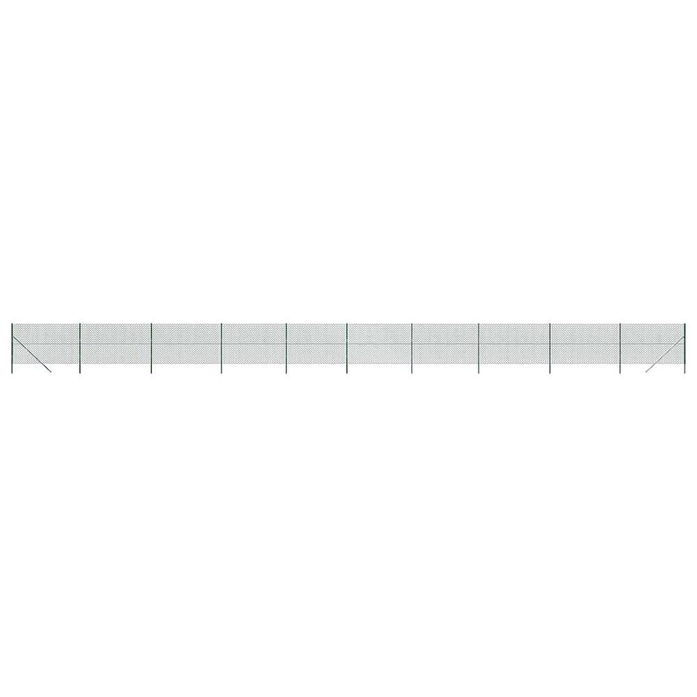 vidaXL Chain Link Fence Green 1.6x25 m