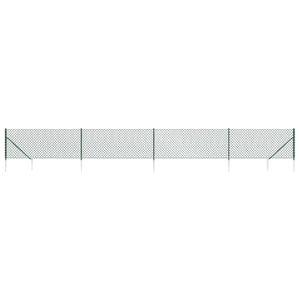 vidaXL Chain Link Fence with Ground Spikes Green 1x10 m