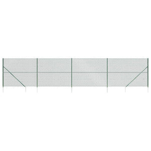 vidaXL Chain Link Fence with Ground Spikes Green 1.6x10 m