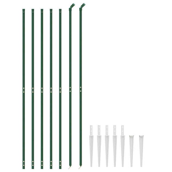 vidaXL Chain Link Fence with Ground Spikes Green 1.8x10 m