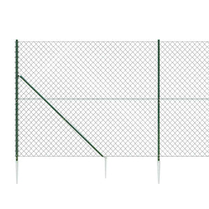 vidaXL Chain Link Fence with Ground Spikes Green 1.8x10 m