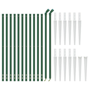 vidaXL Chain Link Fence with Ground Spikes Green 1x25 m