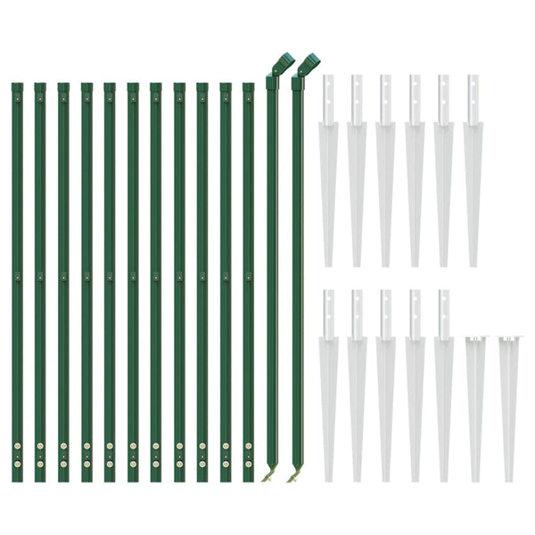 vidaXL Chain Link Fence with Ground Spikes Green 1x25 m