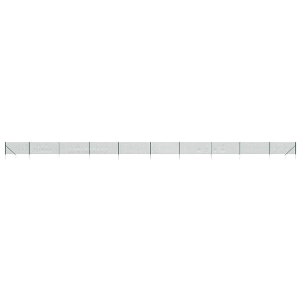 vidaXL Chain Link Fence with Ground Spikes Green 1.1x25 m