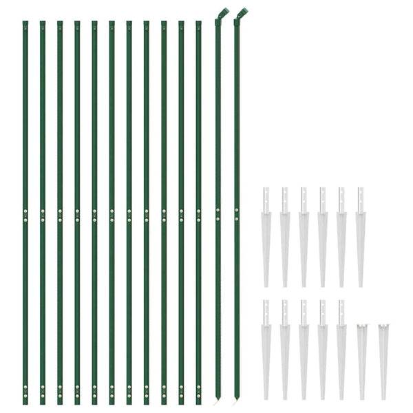 vidaXL Chain Link Fence with Ground Spikes Green 1.8x25 m