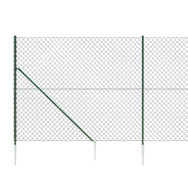 vidaXL Chain Link Fence with Ground Sockets Green 2.2x25 m