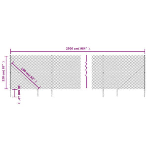 vidaXL Chain Link Fence with Ground Sockets Green 2.2x25 m