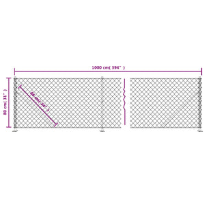 vidaXL Chain Link Fence with Ground Flange Green 0.8x10 m