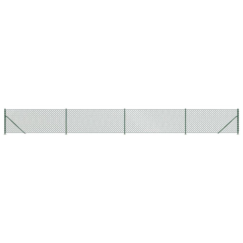 vidaXL Chain Link Fence with Ground Flange Green 1x10 m