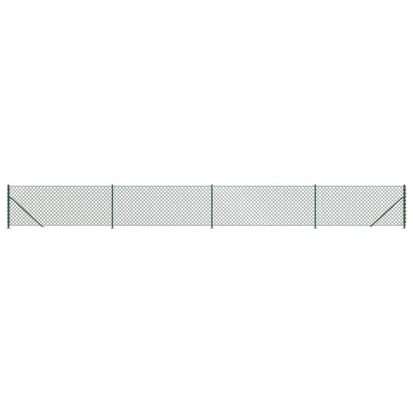 vidaXL Chain Link Fence with Ground Flange Green 1x10 m
