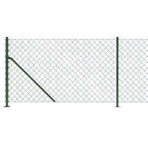 vidaXL Chain Link Fence with Ground Flange Green 1x10 m