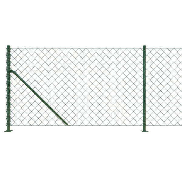 vidaXL Chain Link Fence with Ground Flange Green 1x10 m
