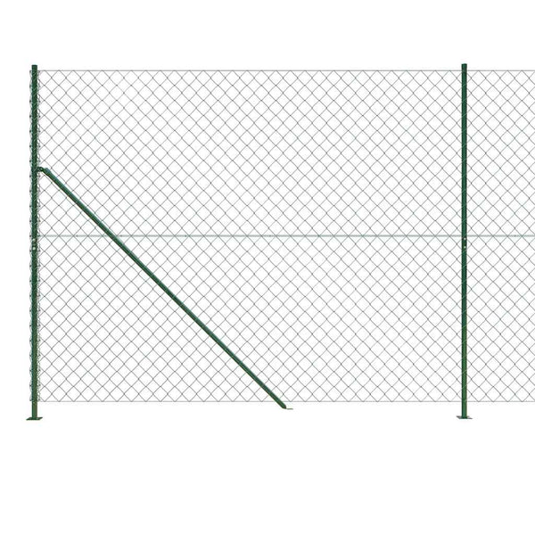 vidaXL Chain Link Fence with Ground Flange Green 1.4x10 m