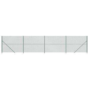 vidaXL Chain Link Fence with Ground Flange Green 1.6x10 m