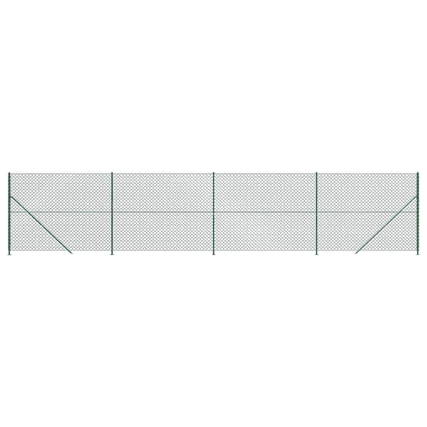 vidaXL Chain Link Fence with Ground Flange Green 1.6x10 m