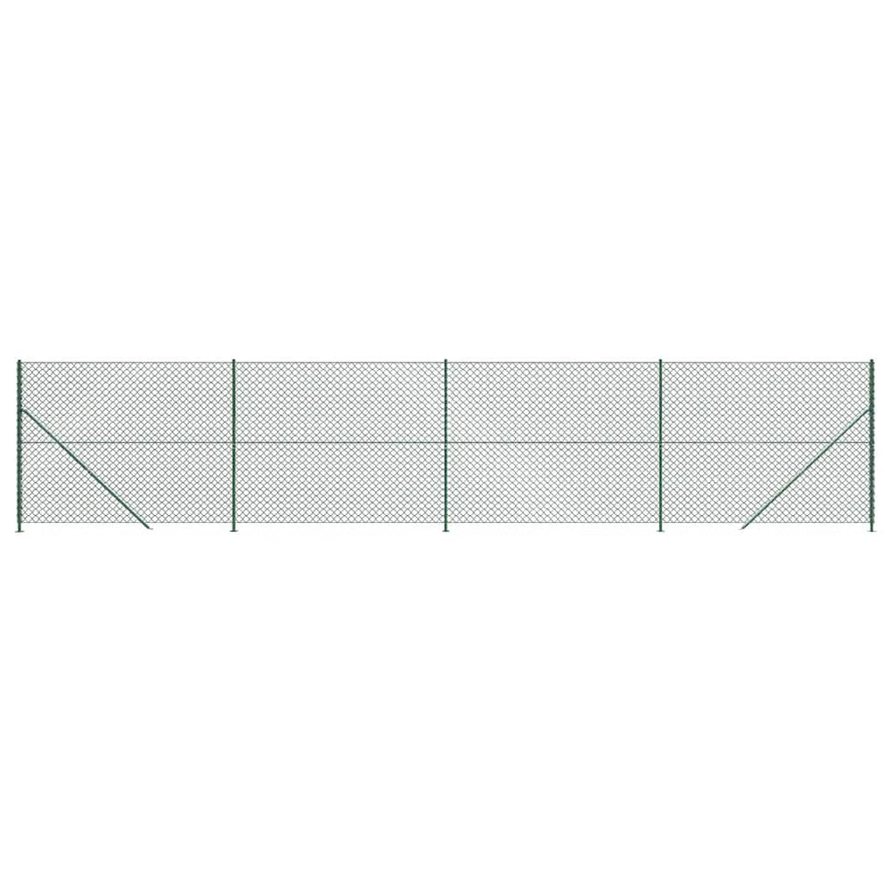 vidaXL Chain Link Fence with Ground Flange Green 1.8x10 m