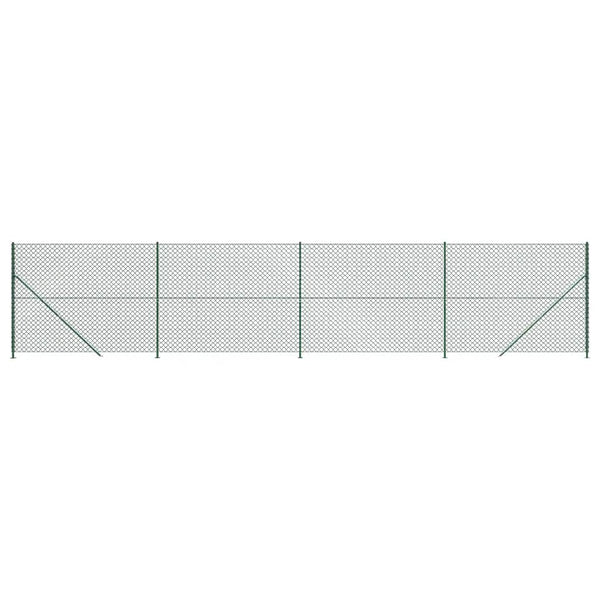 vidaXL Chain Link Fence with Ground Flange Green 1.8x10 m